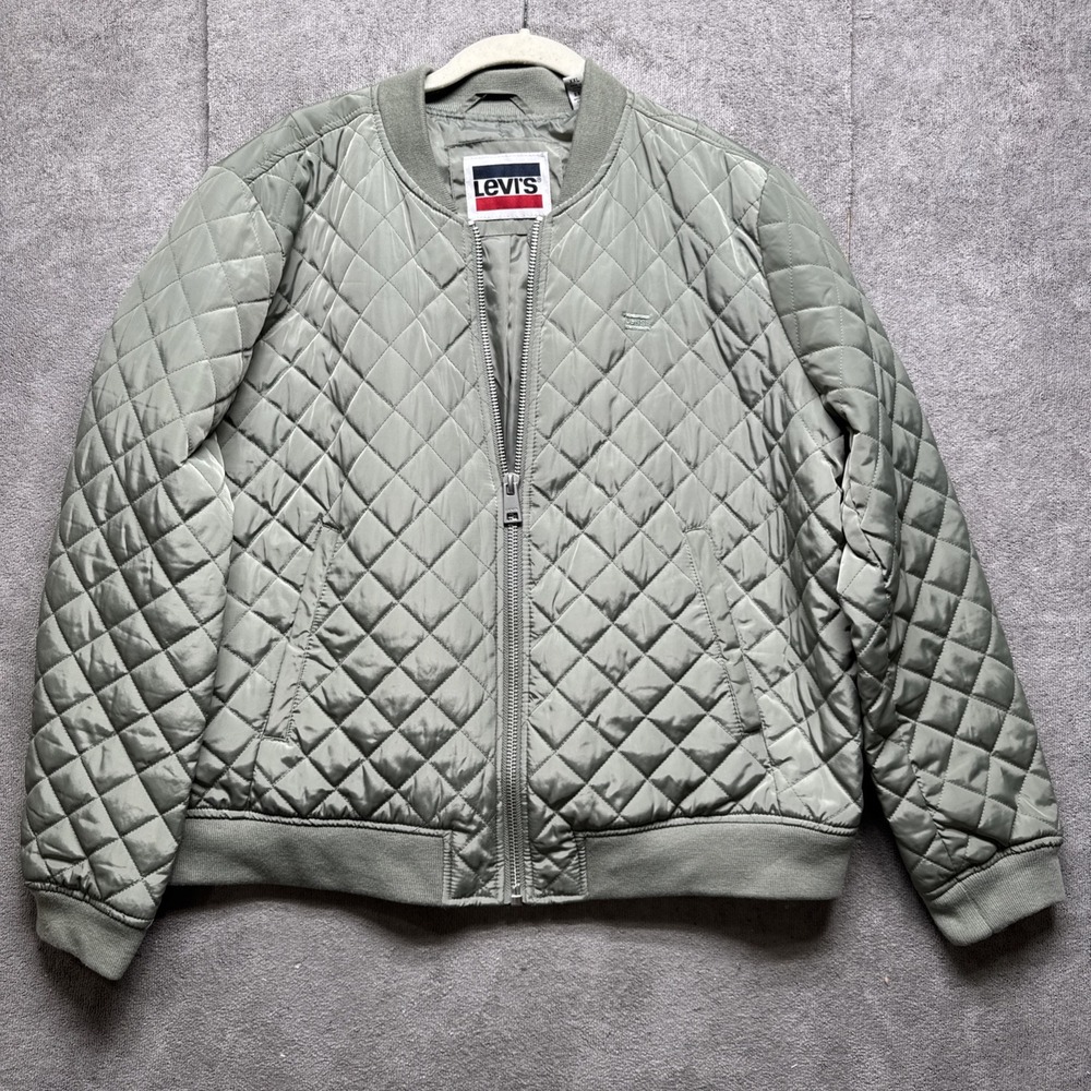 levis‎ Diamond Quilted Bomber Jacket Womens XXL Sea Green Full Zip